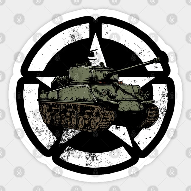 Vintage WW2 Sherman Tank Sticker by TeddyTees